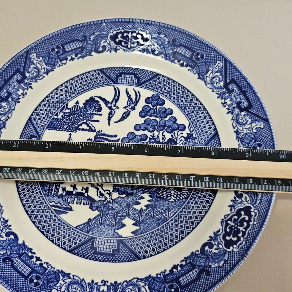 Royal USA Blue Willow Dinner Plates Salad Bowl lot Ironstone transferware Chinoi - Picture 7 of 13